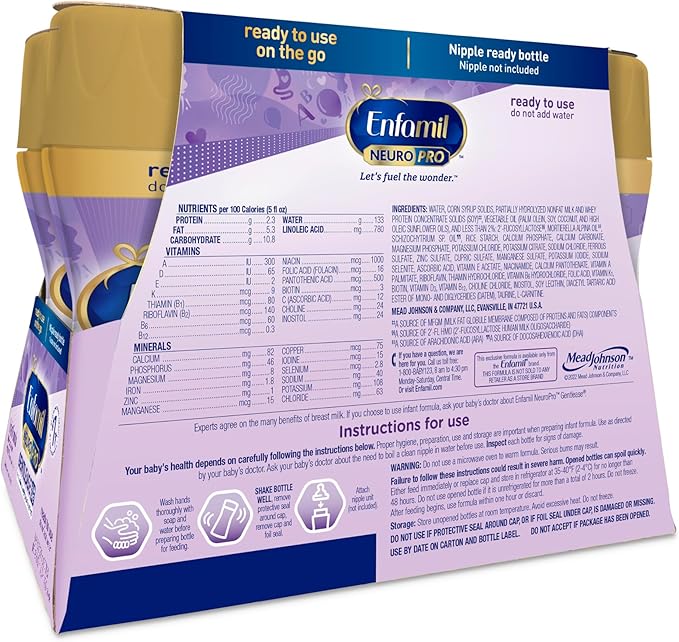 Enfamil NeuroPro Gentlease Ready-to-Feed with Smaller Proteins for Easy Digestion, Brain Supporting DHA,Baby Formula for easing Fussiness, Crying, Gas, Spit-up in 24hrs, 8 Fl Oz, 24 Bottles
