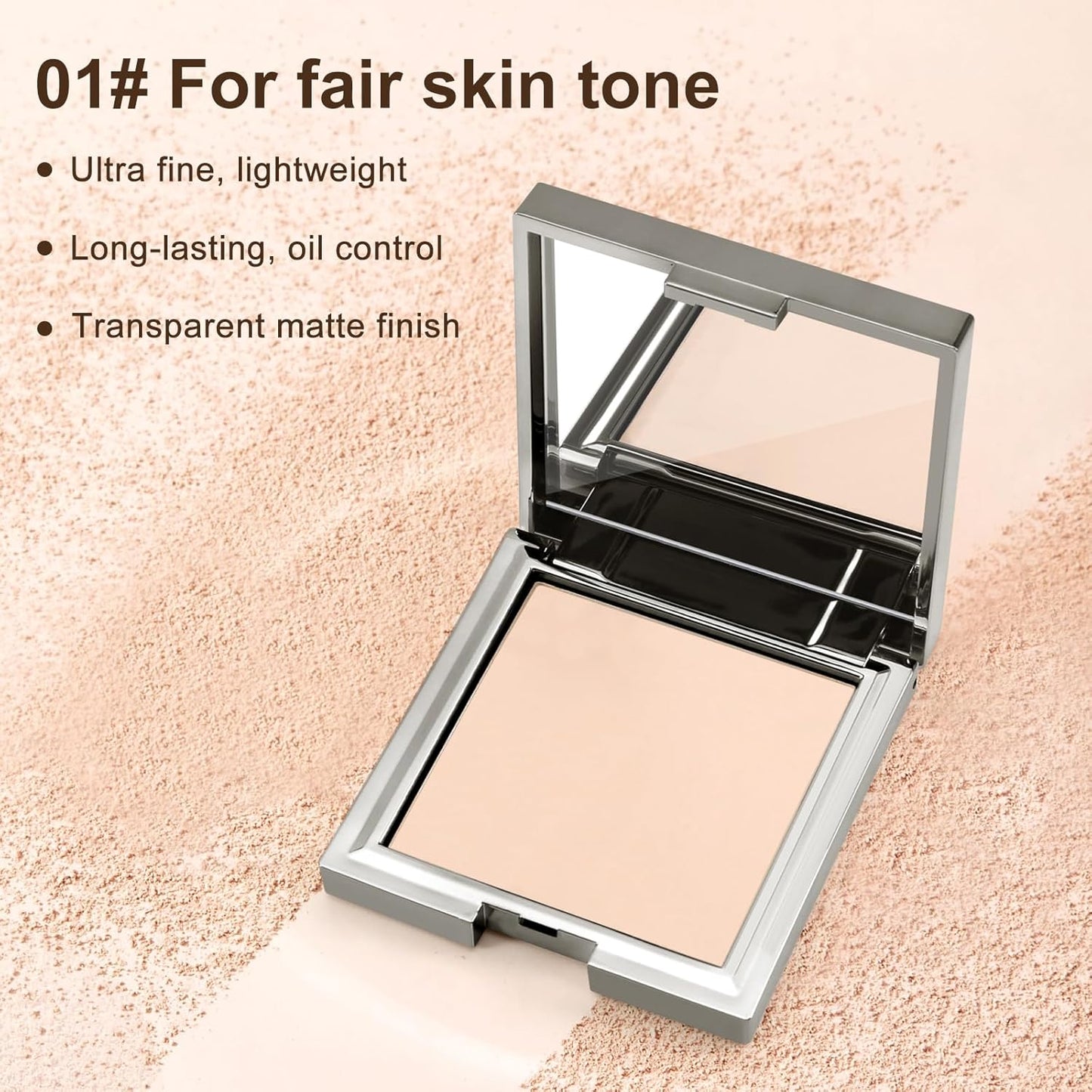 Boobeen Matte Face Finishing Powder, Smooth Setting Pressed Powder Makeup Oil Control Lightweight Long Lasting Makeup Setting Foundation Compact Powder, Soft Focus Effect Translucent Finish