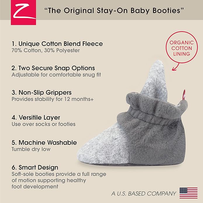 Zutano Unisex Fleece Baby Booties, Two Snap Closure, Newborn to 24 Months