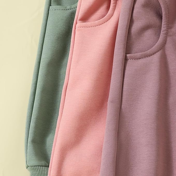 Sejardin Toddler Baby Boy Girl Pants 3 Pack Solid Color Elastic Waist Jogger Sweatpants Newborn Infant Casual Bottoms