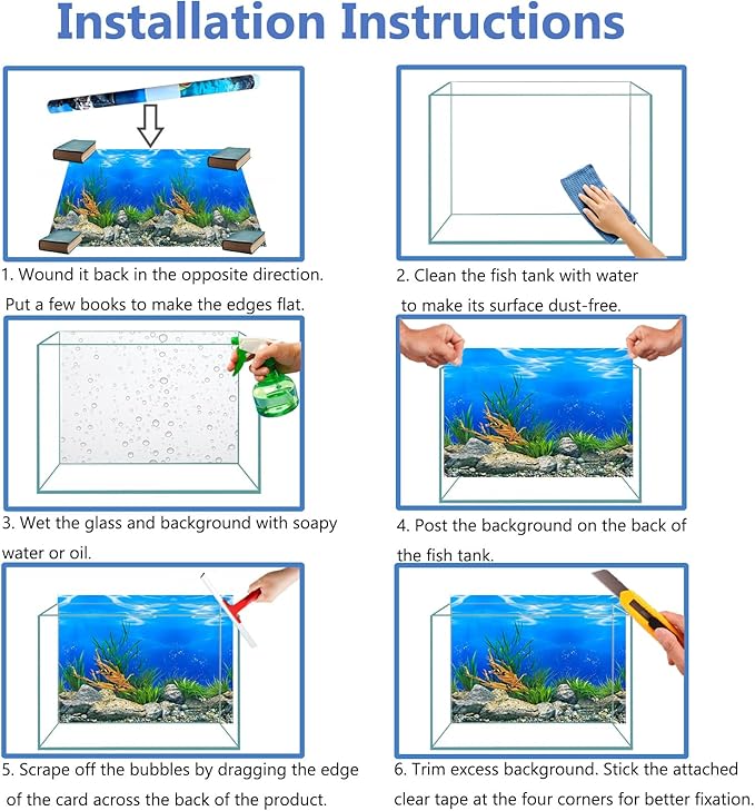 Aquarium Background Seabed Coral Rock Water Plants Fish Tank Backdrop 10 20 - Image 7