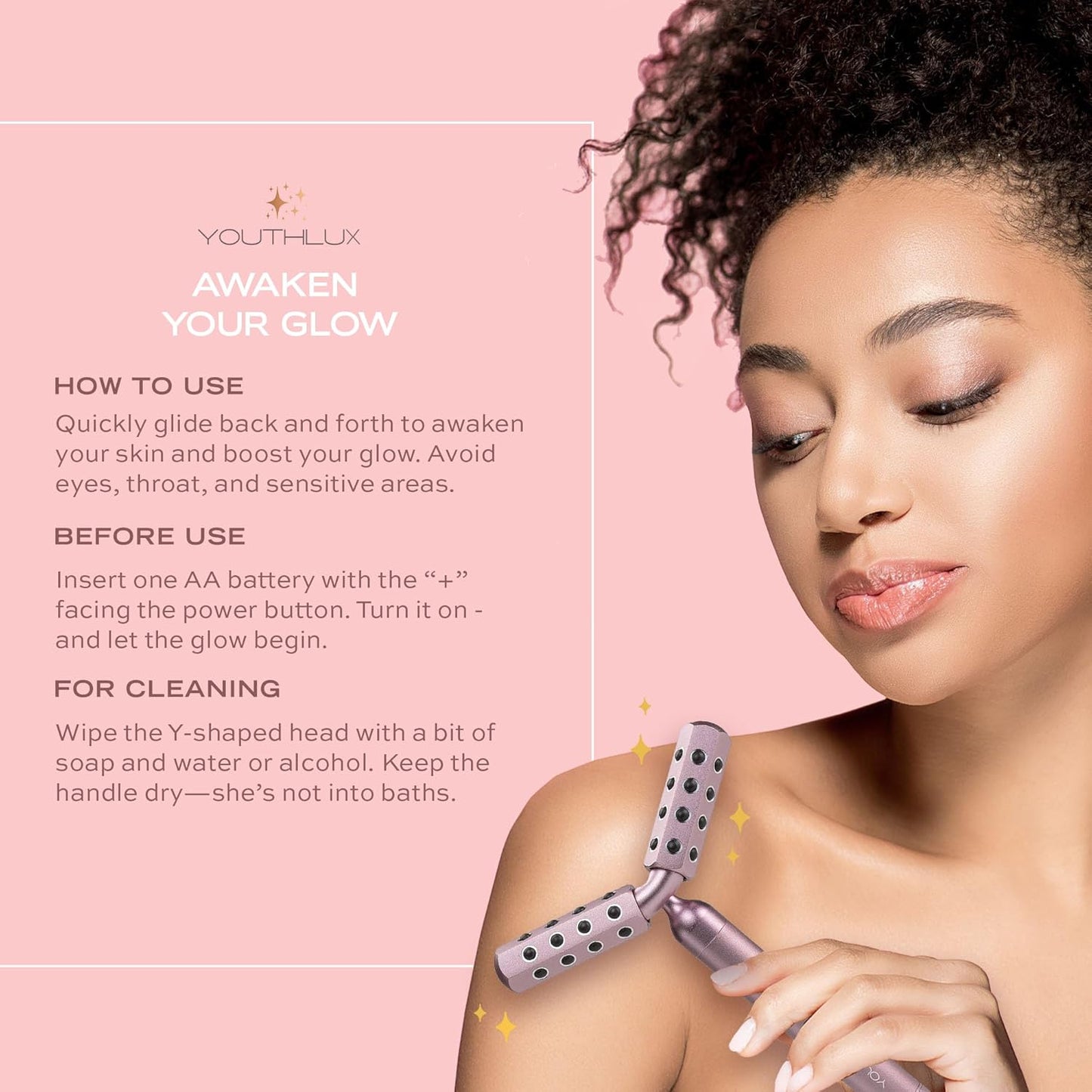 Revolution Roller - Germanium Stone Uplifting Face/Body Beauty Massage Tool/Roller/Wand for Skin Tightening/Firming, De-Puffing, Anti-Aging (Rose Gold)