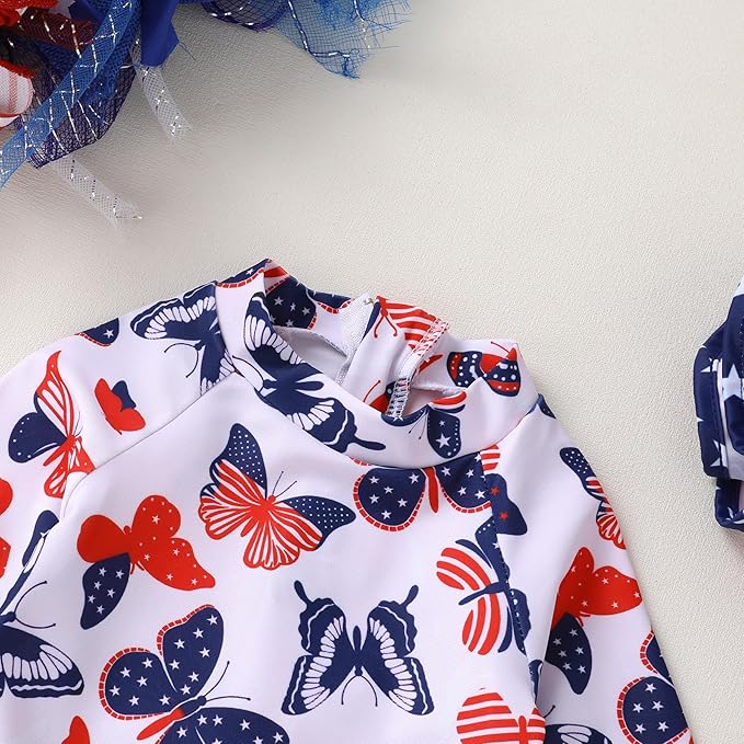 Infant Baby Girl Swimsuit One-Piece Long Sleeve Rash Guard with Hat Set Floral Zipper Bathing Suit Leopard Beach Wear