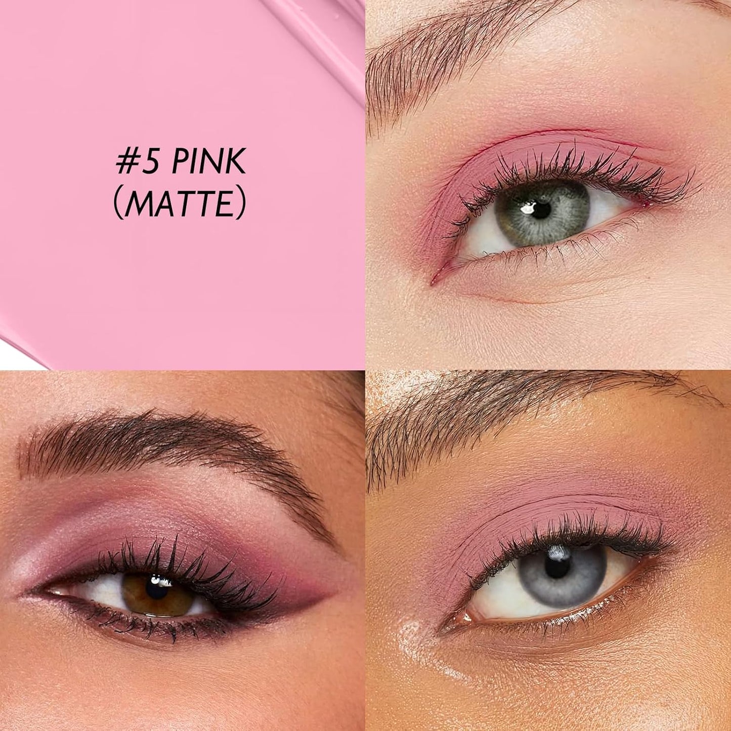 Eyeshadow Stick Matte Eye Shadow Pencil Cream to Powder Eye Brightener Crayon Long-Lasting Crease-Proof Neutral Eyeshadow Buildable & Blendable High Pigmented Eye Liner Makeup for Women, 5 PINK