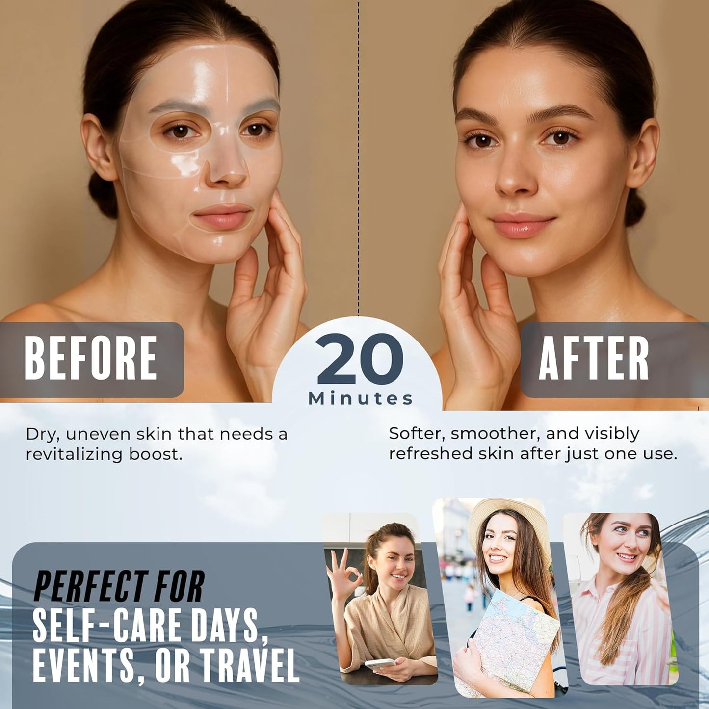 Magic Melting Overnight Face Mask - Hyaluronic Acid Ultra Hydrating Hydrogel Mask - Cooling & Soothing - Rejuvenating Facial Mask w/Dewy Skin Effect - Clean Beauty Made in Korea - 6 Pack