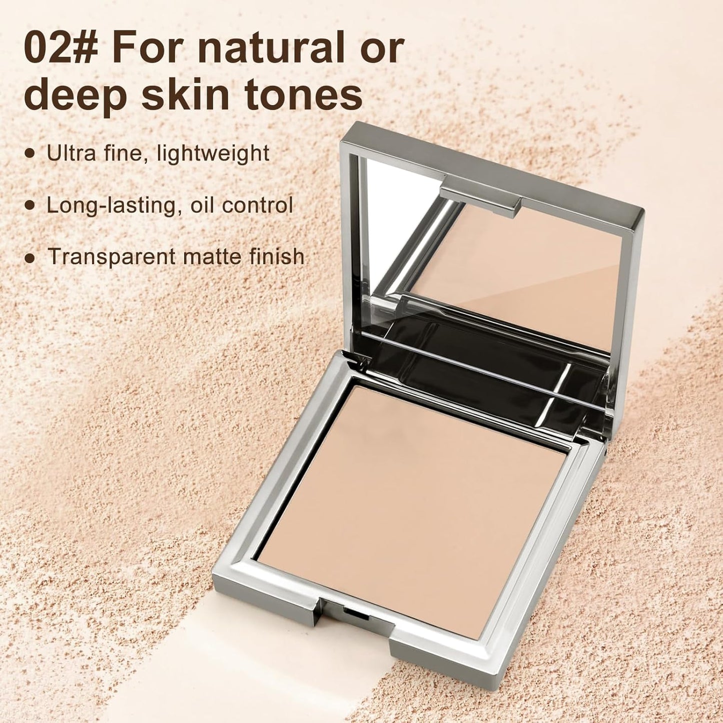 Boobeen Matte Face Finishing Powder, Smooth Setting Pressed Powder Makeup Oil Control Lightweight Long Lasting Makeup Setting Foundation Compact Powder, Soft Focus Effect Translucent Finish