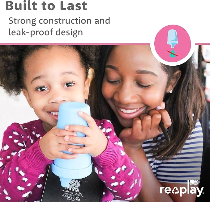 Re-Play Spill-Proof Sippy Cups - Reusable 10 Oz Set of 6, Dishwasher & Microwave Safe, Made in USA, Meadow