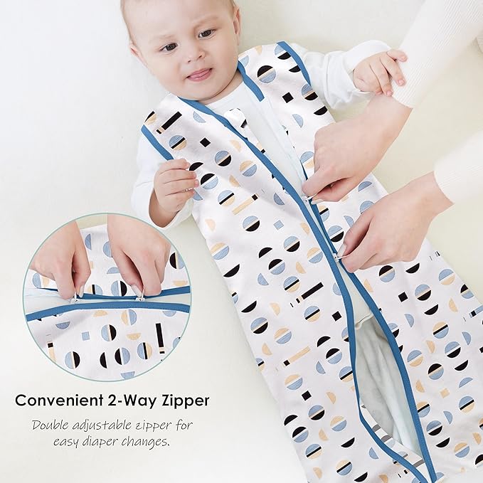 Cute Castle Baby Sleep Sack 0-6 Months - Lightweight 100% Cotton 2-Way Zipper TOG 0.5 Infant Wearable Blanket, Newborn Essentials Toddler Sleep Clothes (3 Pack Blue)