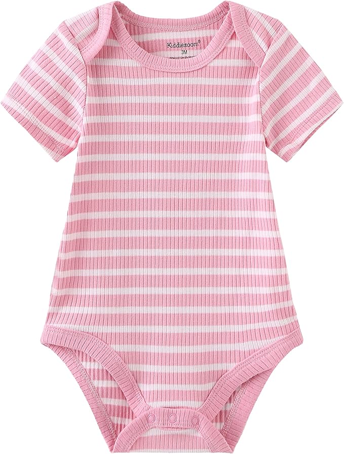 Kiddiezoom Newborn Baby Unisex Cotton One-Piece Bodysuits Baby Gift 5-Pack Baby Clothes