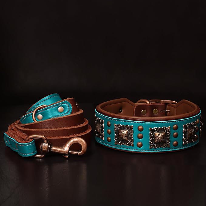 PET ARTIST Upgrade Padded Leather Dog Collar, 2 inch Wide Genuine Leather Dog - Image 3