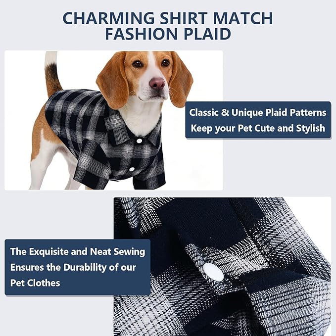 Koneseve Dog Shirt, Pet Plaid Polo Clothes Shirt T-Shirt, Sweater Bottoming - Image 4