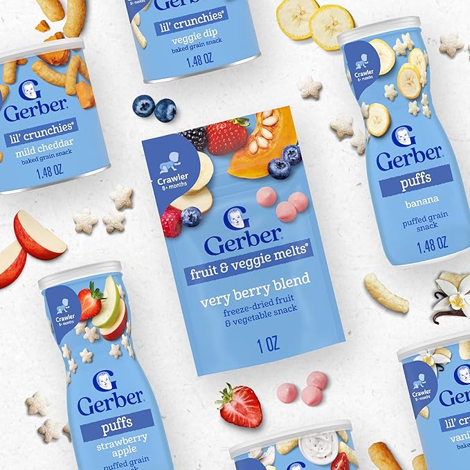Gerber Stage 3 Baby Snacks Discovery Pack, Yogurt Melts, Teething Wafers, 6PK