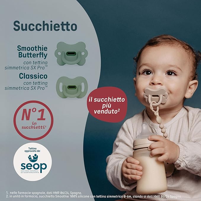 Color Essence SX PRO Silicone Baby Pacifier 1Pk, Made with 100% Soft Silicone, Baby Essentials Perfect for Breastfeeding Babies, Designed in Spain, 0-6 Mths, Rose