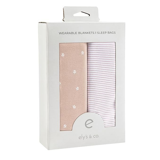 Ely's & Co. 100% Cotton Wearable Blanket Baby Sleep Bag 2 Pack (12-18 Months, Blush)