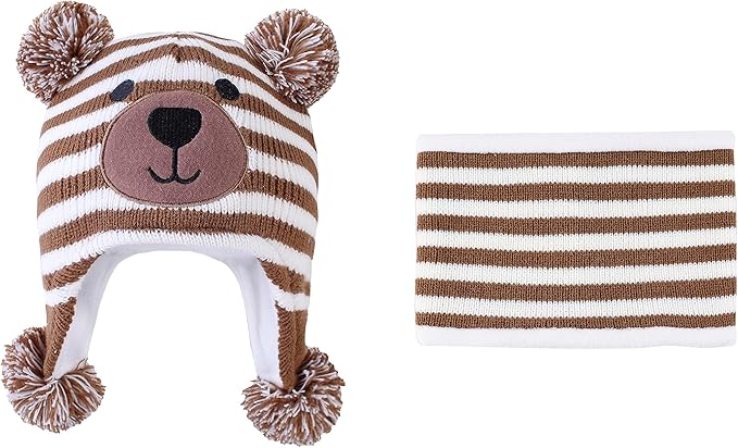 LANGZHEN Toddler Kids Infant Winter Hat,Earflap Knit Warm Cap Fleece Lined Beanie for Baby Boys Girls