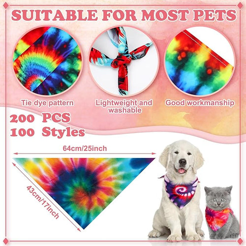 150 Pcs Tie Dye Dog Bandanas Bulk Pet Bibs Colorful Triangle Scarf Tie Dye Pet - Image 2