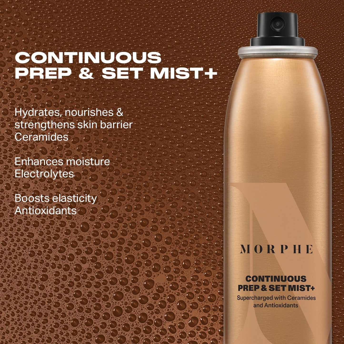 Morphe Mini Continuous Prep & Set Setting Spray - Hydrating Setting Spray for Makeup & Skin Prep - Enriched with Ceramides and Antioxidants for a Radiant Finish (3 Count, 1.3 fl oz)