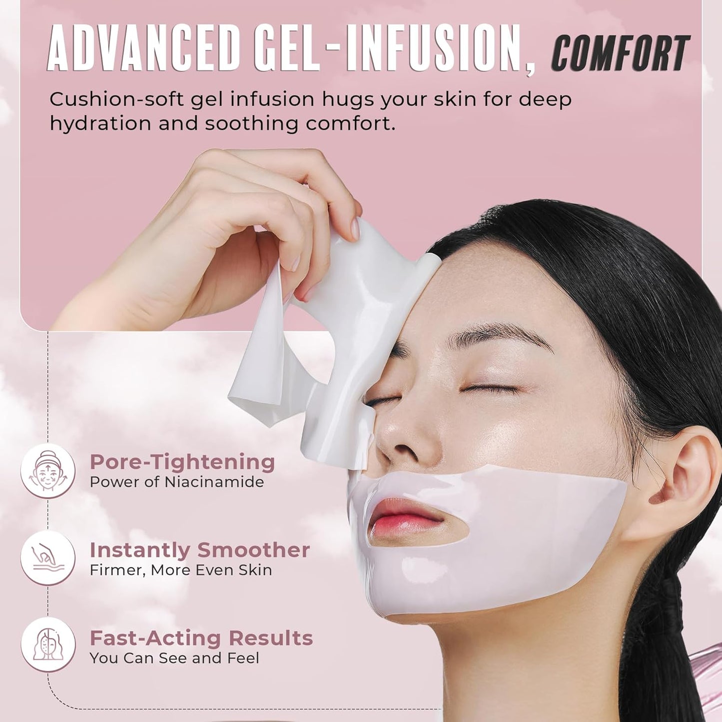 Magic Melting Face Mask - Collagen Ultra Hydrating Overnight Hydrogel Mask, Pore Minimizer For Face with Glass Skin Effect - Vegan, Clean Beauty, Made in Korea - Pack of 6