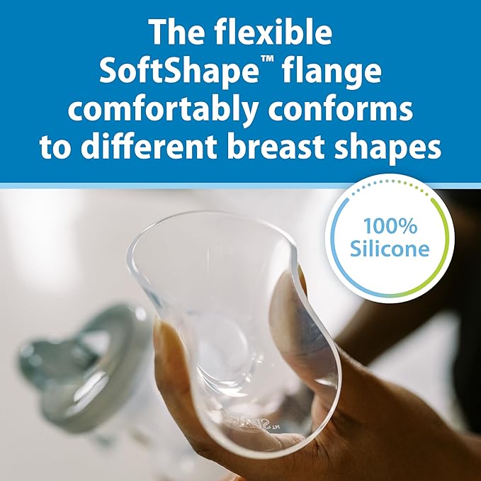 Dr. Brown's Manual Breast Pump with SoftShape 100% Silicone Shield (B,25mm flange) & Anti-Colic Options+ Wide-Neck Baby Bottle 5 oz/150 mL,with Level 1 Slow Flow Nipple