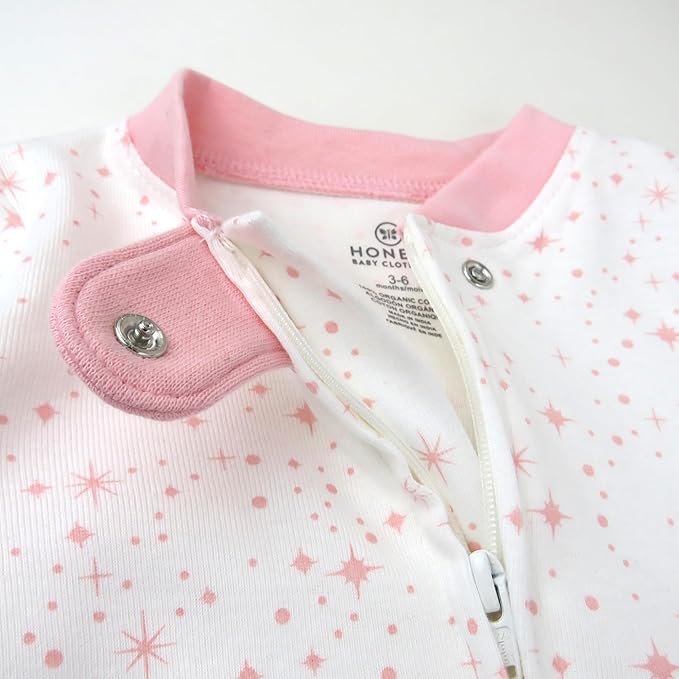 HonestBaby Sleep and Play Footed Pajamas One-Piece Sleeper Jumpsuit Zip-Front PJs 100% Organic Cotton for Baby Girls