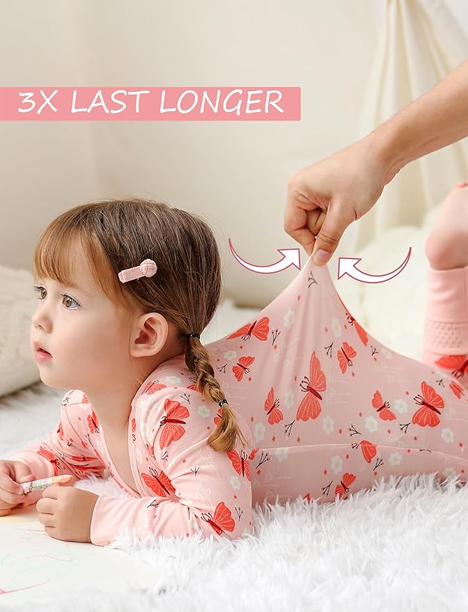 JunNeng Baby Girl Viscose from Bamboo Sleeper with Mitten Cuffs, 2 Way Zipper Romper, Sleep N' Play Pajamas 0-18 Months