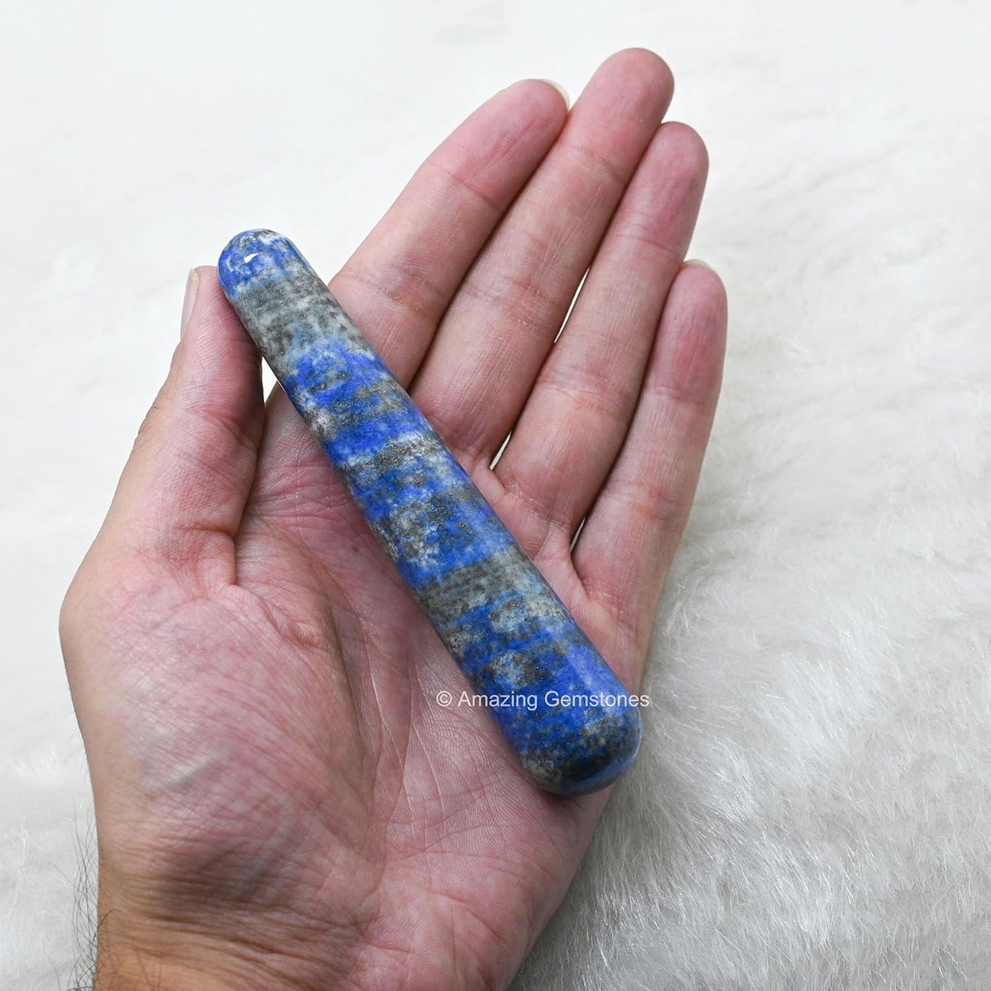 Amazing Gemstone Lapis Lazuli Crystal Wand Massage Stick - Pelvic Wand Gua Sha for Adults - Crystals and Healing Stones Massage Wands for Adults Gifts (Smooth)