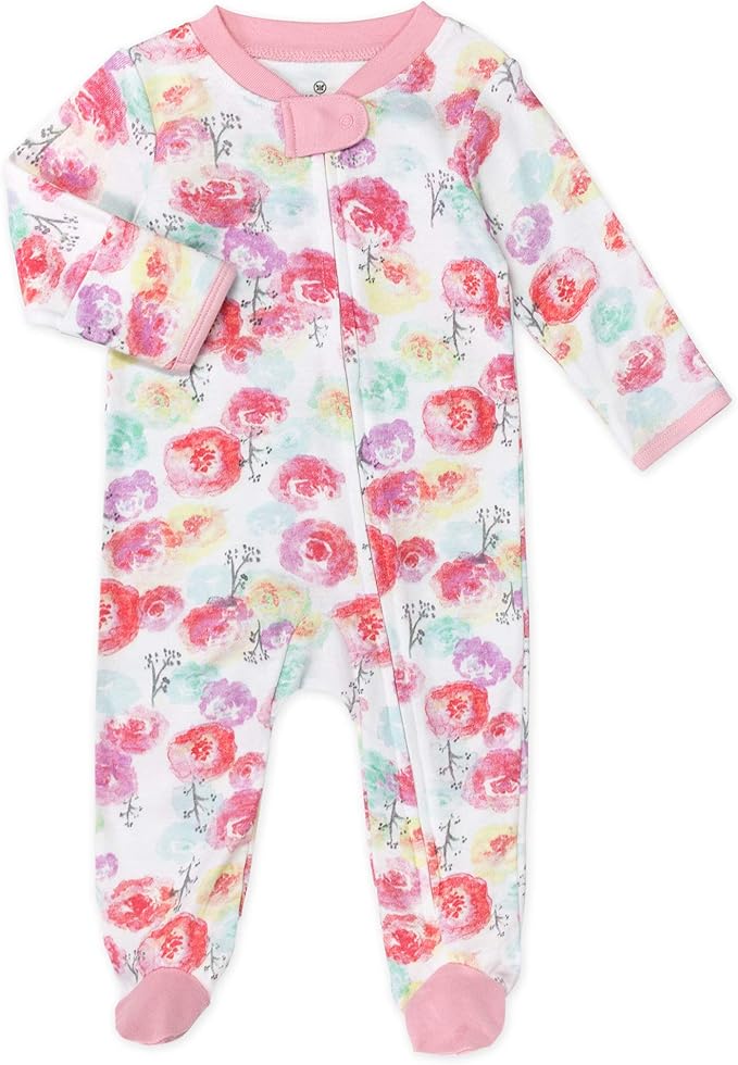 HonestBaby Sleep and Play Footed Pajamas One-Piece Sleeper Jumpsuit Zip-Front PJs 100% Organic Cotton for Baby Girls