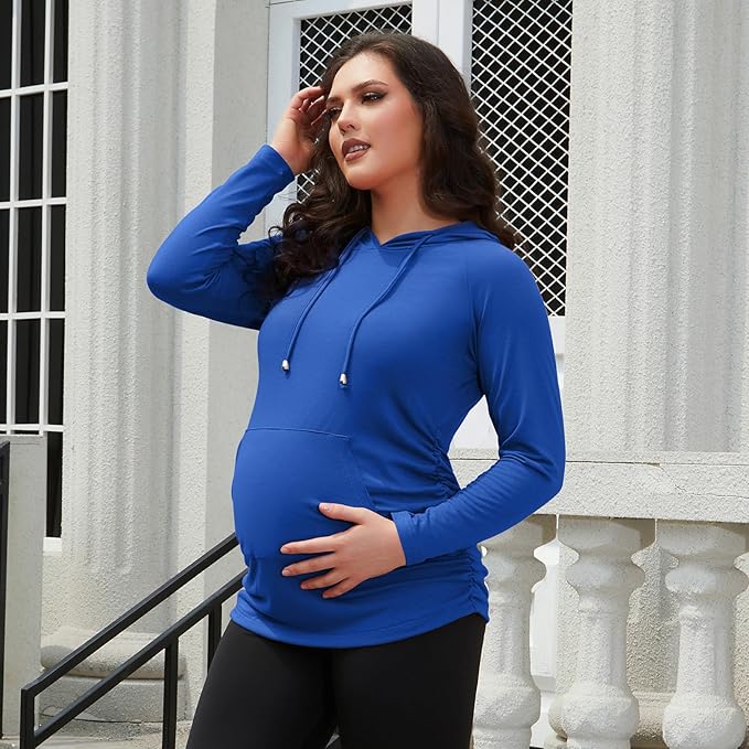 GINKANA Maternity Hoodie Long Sleeves Shirts Casual Maternity Top Pregnancy Sweatshirt Casual Clothes