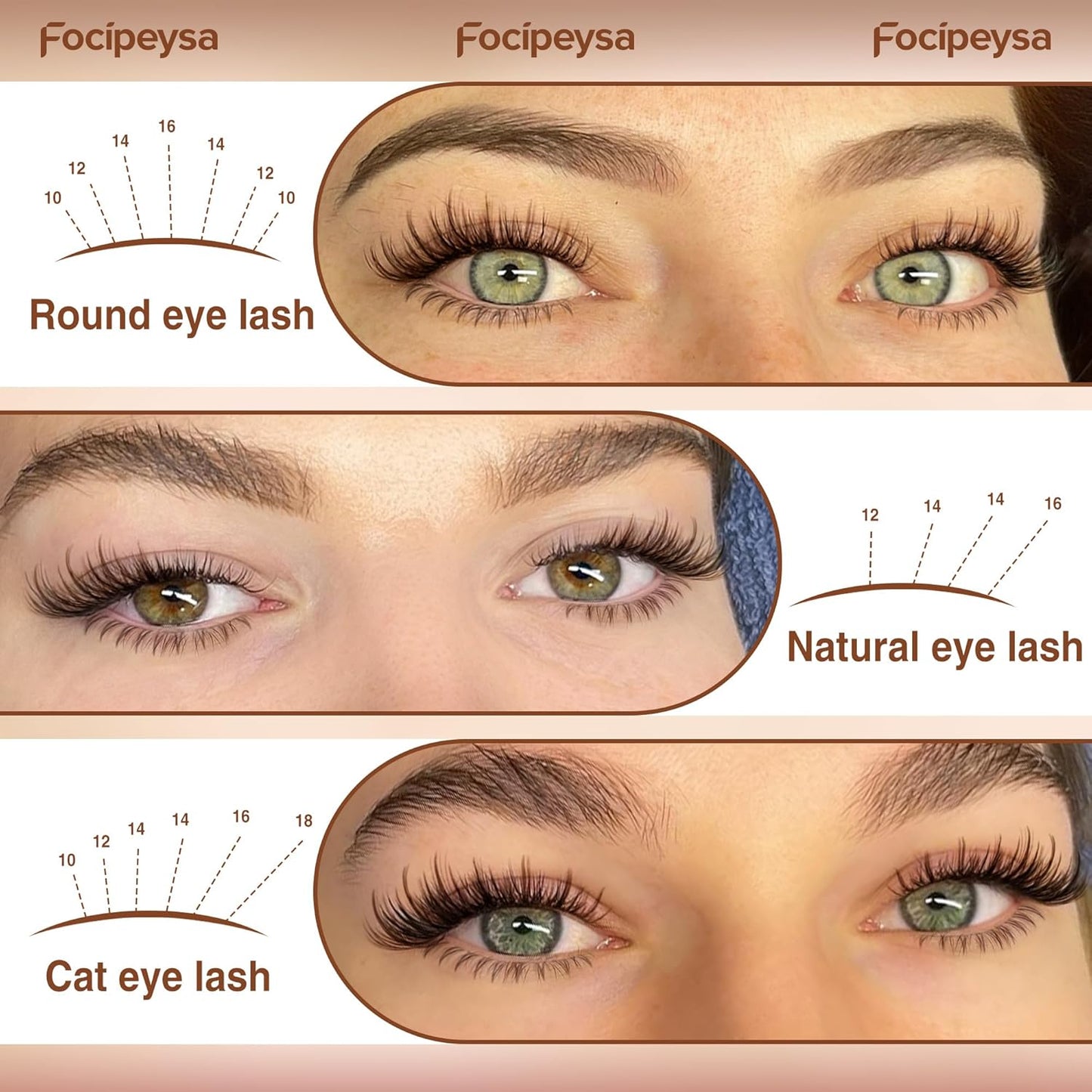 Focipeysa Wispy Clusters Eyelash Extensions Brown Lashes Clusters 12mm-18mm Eyelash Extensions Natural Lashes Extensions with Bottom lash Salon Effect Eyelash Clusters With Spikes