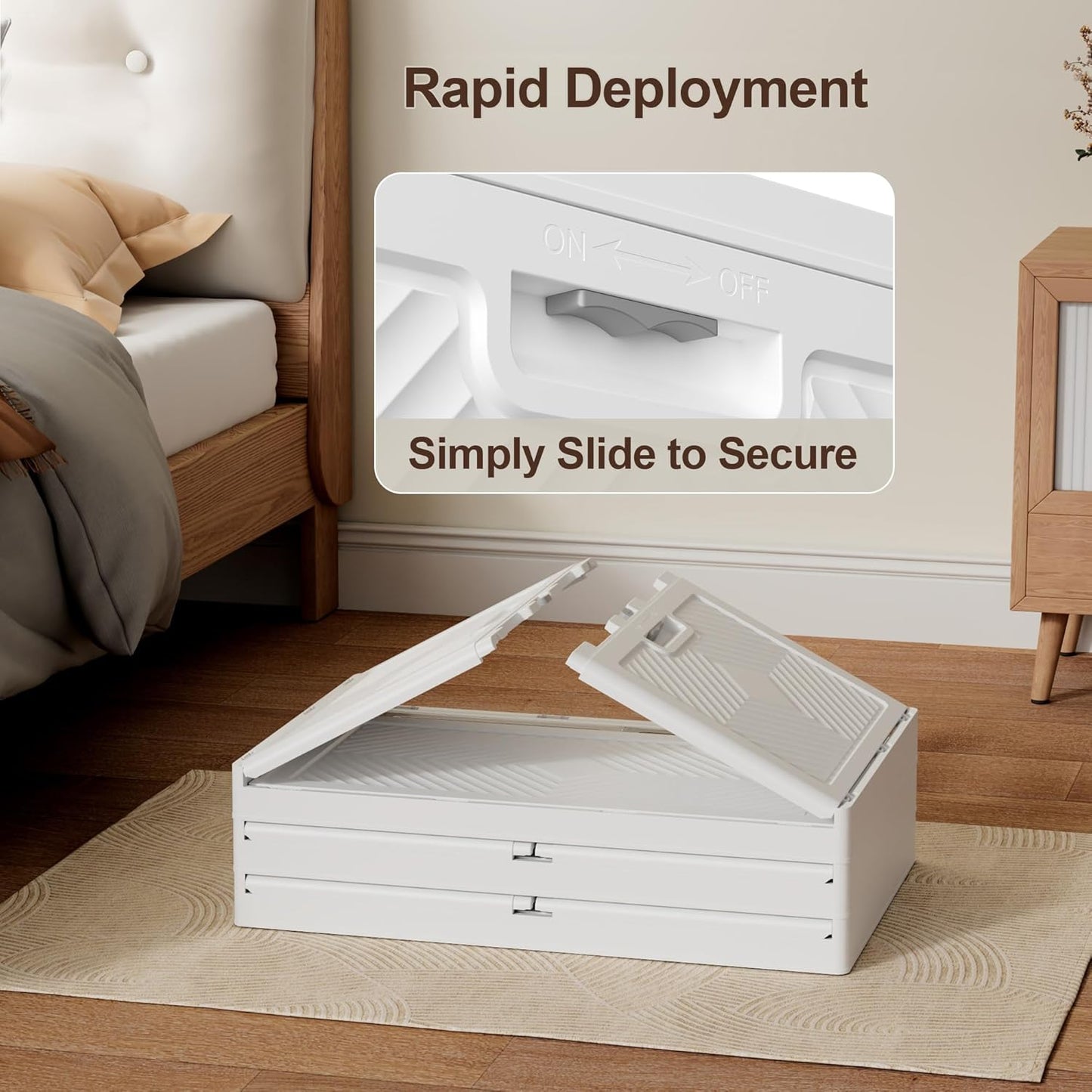 JOYMOOP Folding Storage Bins Organizer, 49.6 Quart Collapsible Storage Box with Wheels and Door, Stackble Plastic Storage Container for Clothing, Books and Sundries (XL, 12.4 Gal, 1 Tier)