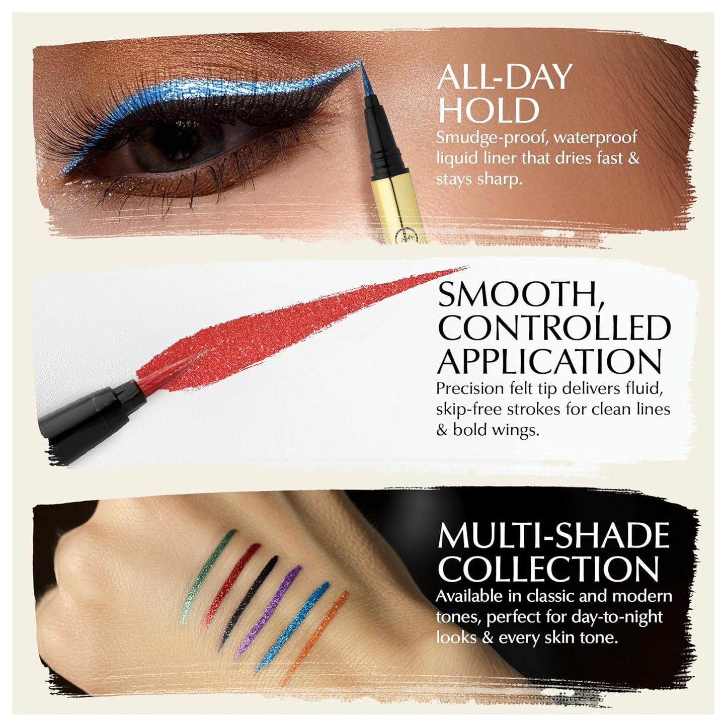 Waterproof Eyeliner - Smudge-Proof Liquid Eyeliner Pen with Precision Tip for Smooth, Long-Lasting Application - Vegan, Hypoallergenic & Gluten-Free Eye Liner - 6 Shades 2mL each Gift Set