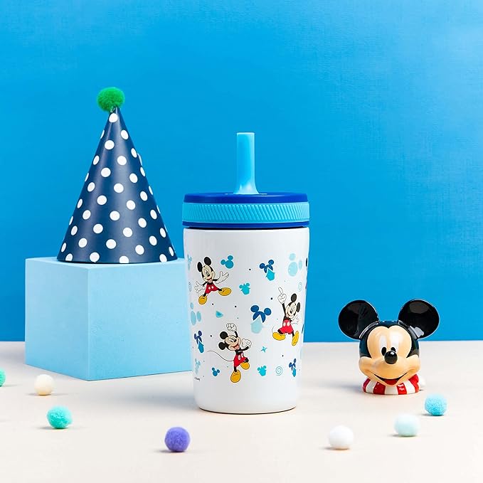 Zak Designs Disney Kelso Toddler Cups For Travel or At Home, 12oz Vacuum Insulated Stainless Steel Sippy Cup With Leak-Proof Design is Perfect For Kids (Mickey Mouse)