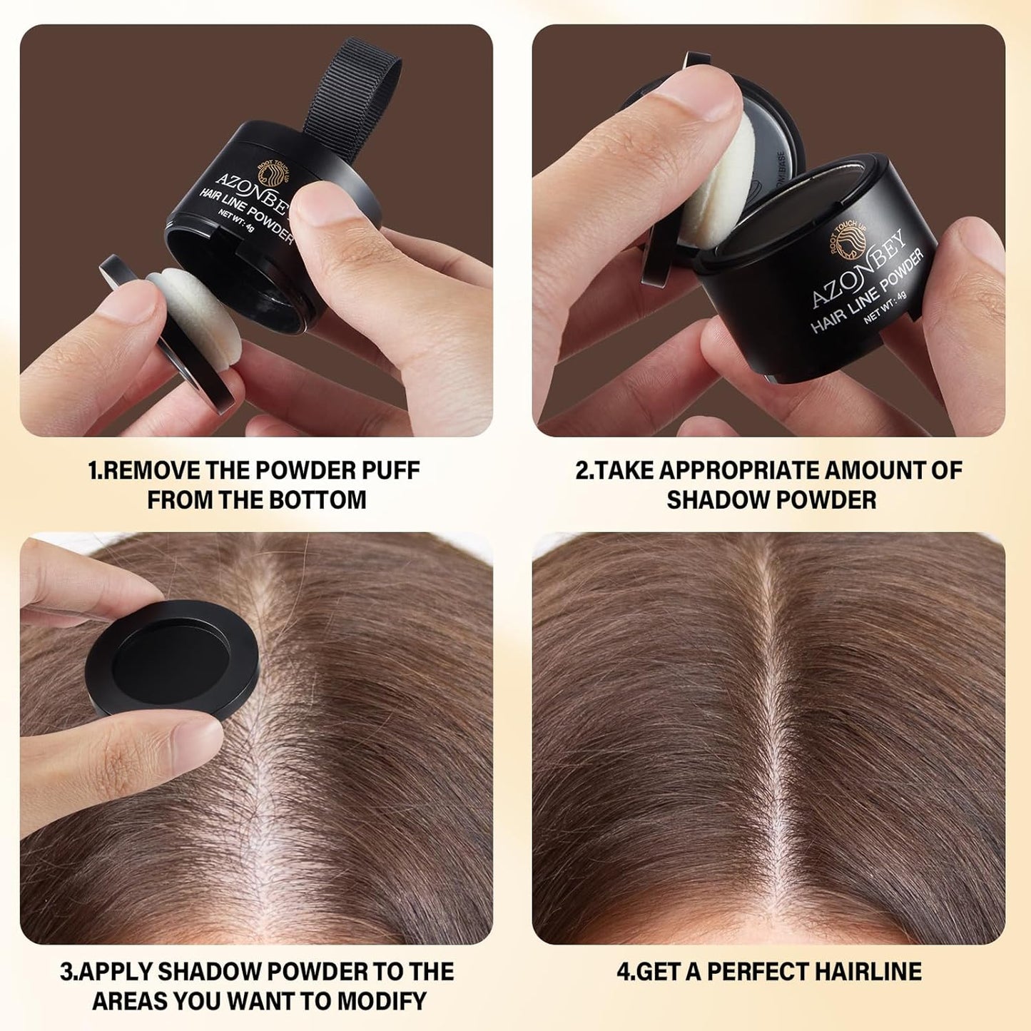 Root Touch Up Sets,Hairline Powder for Women Cover Up- Hairline Concealer for Thin and Thinning Hair, Water & Sweat Resistant,Contain Azonbey Makeup Brush (Light Brown, Med-Makeup Brush)