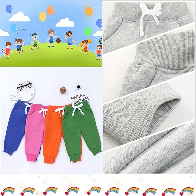 CuteOn Unisex Toddler Jogger Pants Kids Cotton Elastic Waist Winter Baby Sweatpants Pants 1-5Years