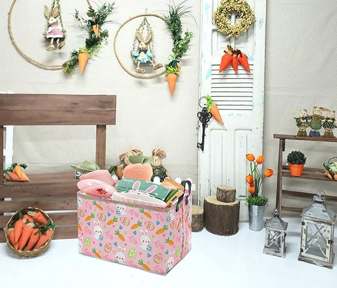 Easter Gift Eggs Storage Basket Kids Toys Storage Basket Organizer Box Clothes Laundry Hamper Bunny Nursery Basket with Handles