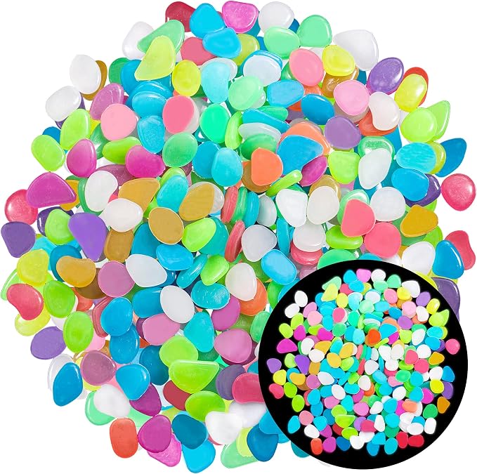350 PCS Luminous Stones – Mixed Color Glow Rocks Decorations DIY Decorative by OSOPOLA