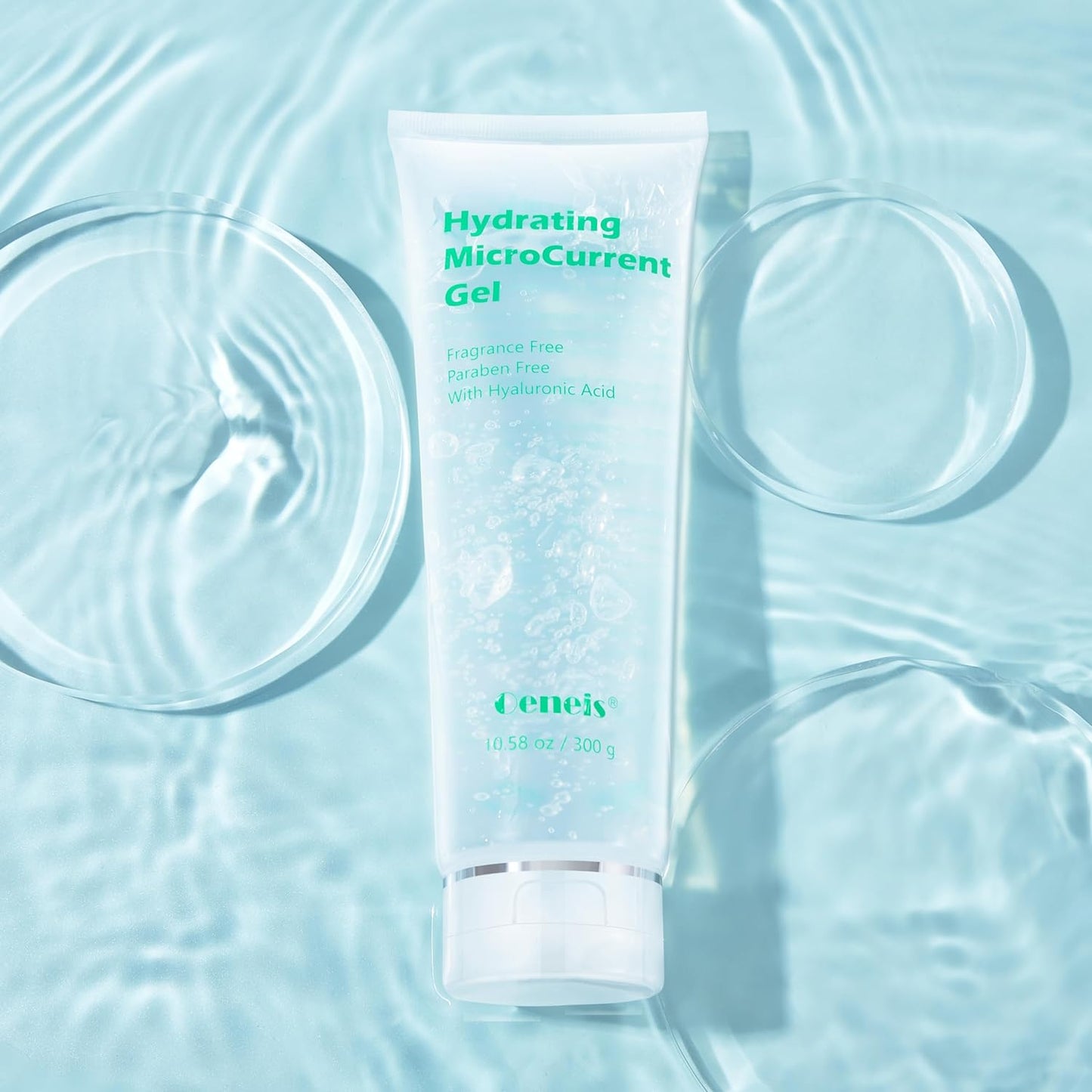 Hydrating Microcurrent Conductive Gel, Fragrance-Free, Paraben-Free, Gel Primer with Hyaluronic Acid, Non-irritating, Moisturizing Gel for RF, 300g Tube, Clear