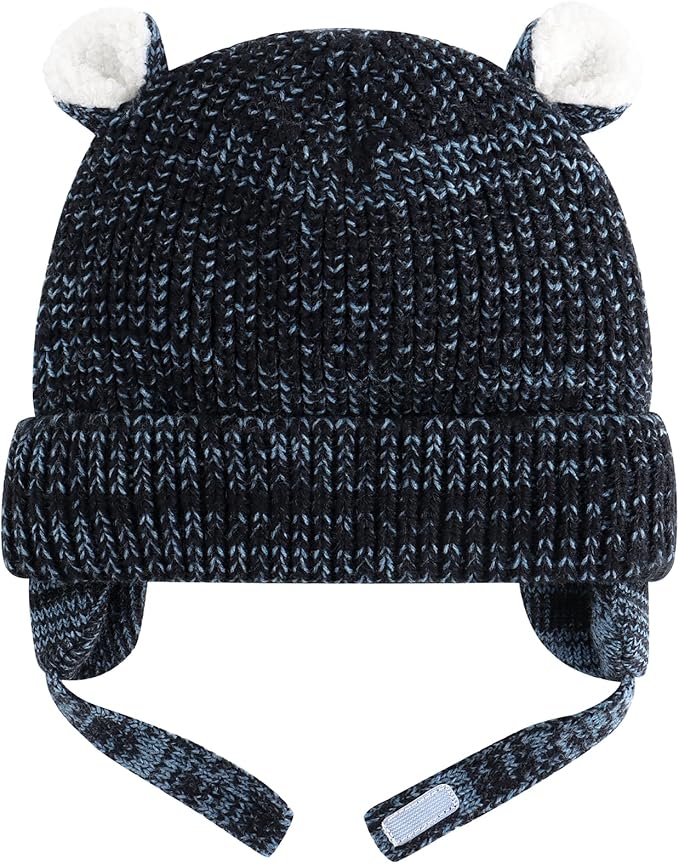 Duoyeree Cozy Baby Beanie with Earflaps and Fleece Lining - Winter Hat for Baby Boys & Girls