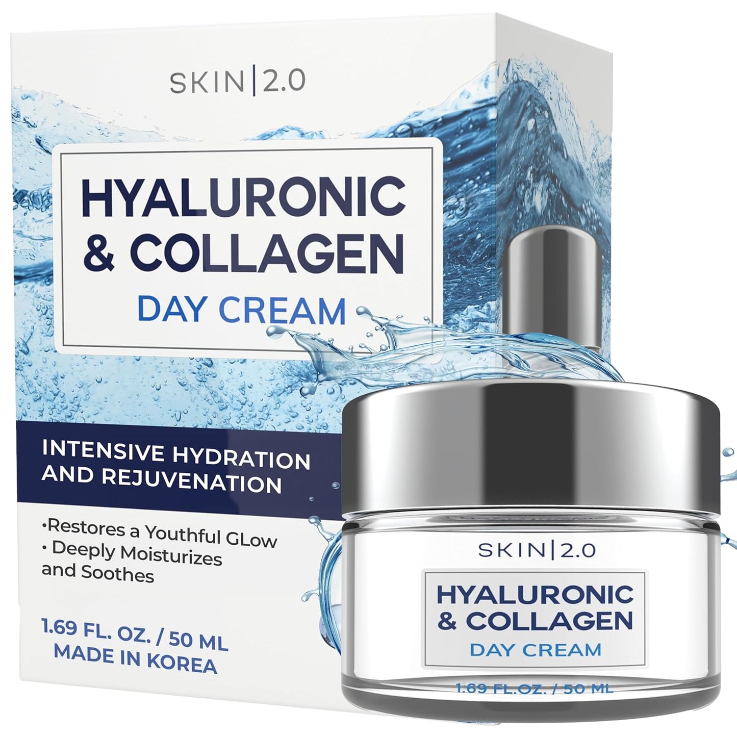 Hyaluronic Acid & Collagen Face Moisturizer - Dermatologist Tested, Anti-Aging, Restores Elasticity - Hydrating, Clean Beauty, Cruelty-Free Korean Skincare for All Skin Types - 1.69 Fl oz