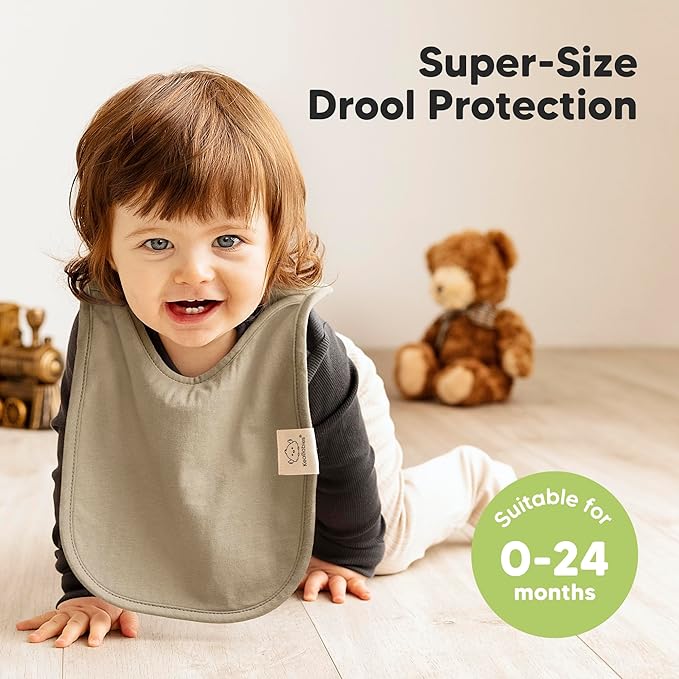 8-Pack Baby Bibs for Boys, Girls - Pullover Bibs for Drooling Teething Baby Girl & Boy Toddler, Newborn, Soft & Absorbent, Cute Colors, Large Torso Coverage Keep Infant Clean & Dry (Brick)