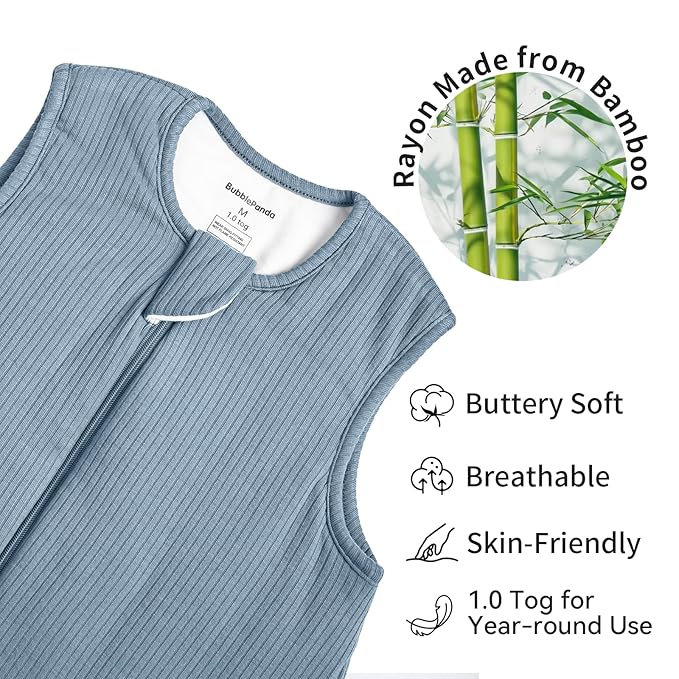 Rayon Made from Bamboo Toddler Sleep Sack with Feet 12-24 Months 1.0 Tog Breathable Sleep Sack 1t-2t Ultra Soft Baby Wearable Blanket with Legs Unisex Sleeping Bag with 2-Way Zipper