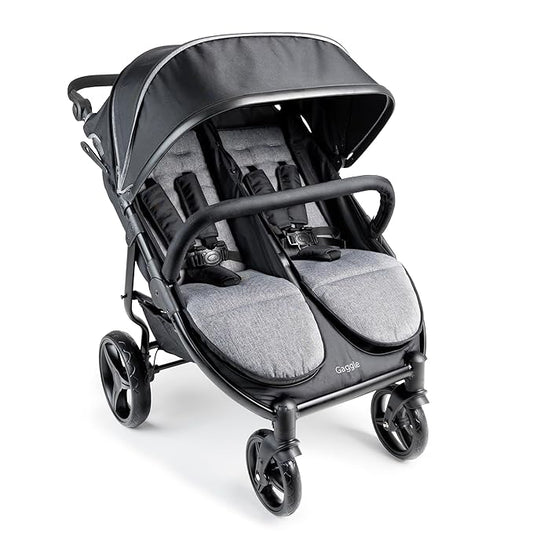 Gaggle by Foundations Roadster Duo Side by Side Double Stroller | Lightweight Compact Double Stroller for Toddlers | Easy to Fold & Maneuver | Amusement Park Approved | Black