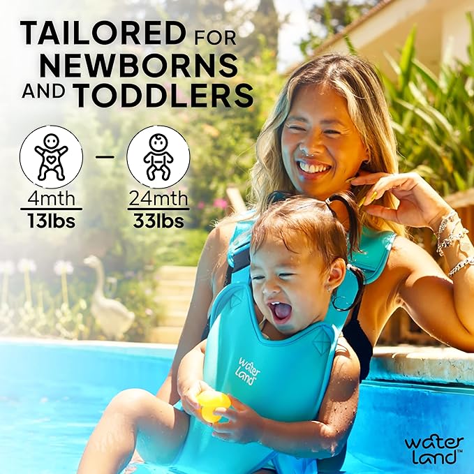 WaterLand Baby Carrier - Innovative Carrier You Can Use Both in Water & Land - Waterproof Infant Chest Holder with Adjustable Straps, Lightweight Toddler Harness for Pool & Beach (Yellow)
