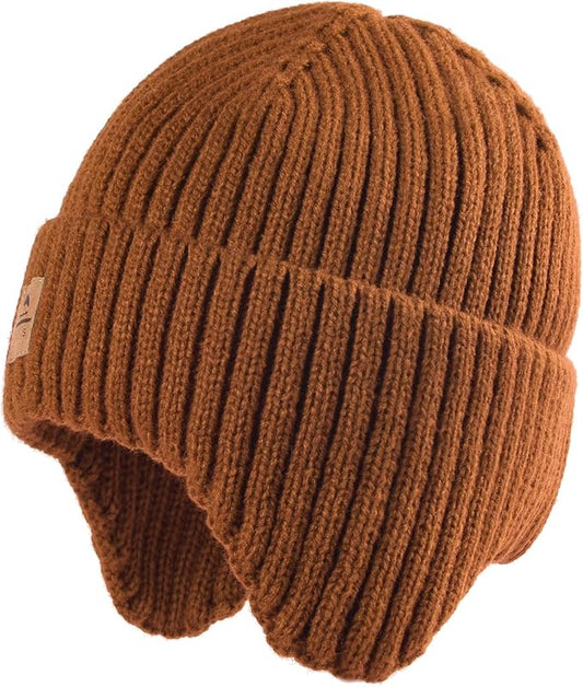 Baby Beanie Fleece Lined Toddler Winter Hat with Ear Flaps Little Girls Boys Warm Hats Cute Beanies for Kids