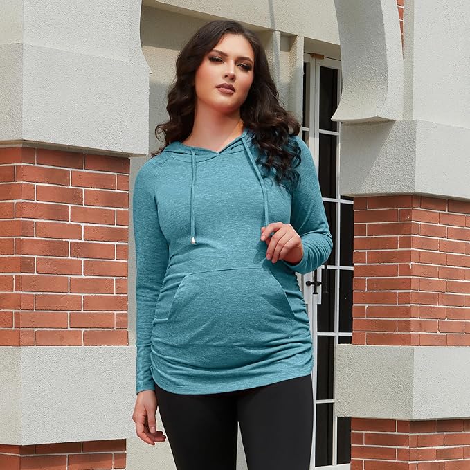GINKANA Maternity Hoodie Long Sleeves Shirts Casual Maternity Top Pregnancy Sweatshirt Casual Clothes