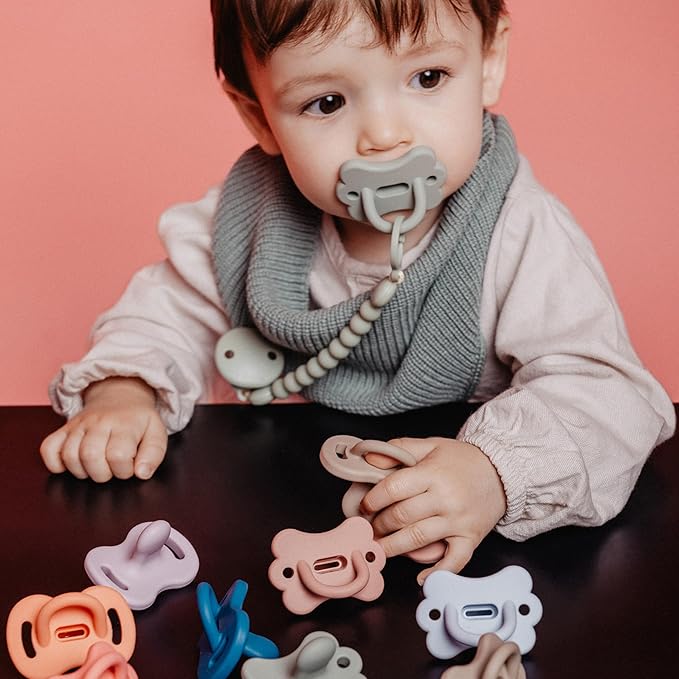 Color Essence SX PRO Silicone Baby Pacifier 1Pk, Made with 100% Soft Silicone, Baby Essentials Perfect for Breastfeeding Babies, Designed in Spain, 6-18 Mths, Irish Cream