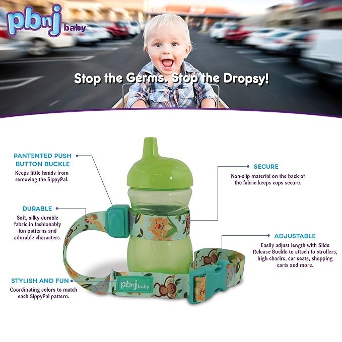 PBnJ Baby SippyPal Sippy Cup Holder Strap Leash Tether (Flower 2-Pack)