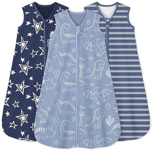 Yoofoss Baby Sleep Sack 12-18 Months 0.5 Tog Wearable Blanket for Baby, 3 Pack 100% Organic Cotton Infant Toddler Sleeping Sack 2-Way Zipper Lightweight Sleep Sack