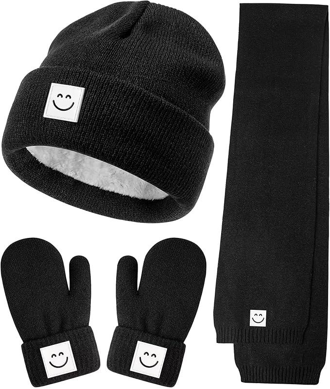 Baby Beanie Mittens Scarf Set,Toddler Kids Winter Hat and Thermal Gloves Neck Warmer Set for Girls Boys