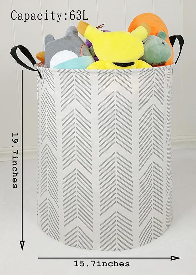 Round Laundry Hamper Storage Basket Laundry Organizer Hamper Storage Bins Clothes and Toys Box Nursery Hamper Gift Basket For Kids with Handles
